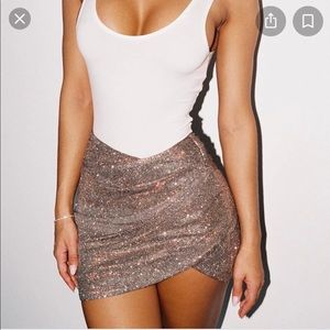 House of CB shaker sparkle draped mini skirt